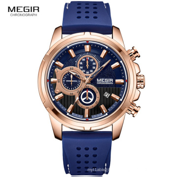 MEGIR 2101 Top Brand Men's Analog Quartz Sport Watches Men Luxury Business Watch Fashion Silicone Waterproof Wrist Watch